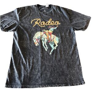 Cowboys Shirt Mens XL Blk/gray Graphic Rodeo Cowboy Horse Western Lotus Fashion